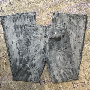 WRANGLER WANDERER LASER ACID WASH HIGH RISE DISTRESSED FLARE JEANS 28x34